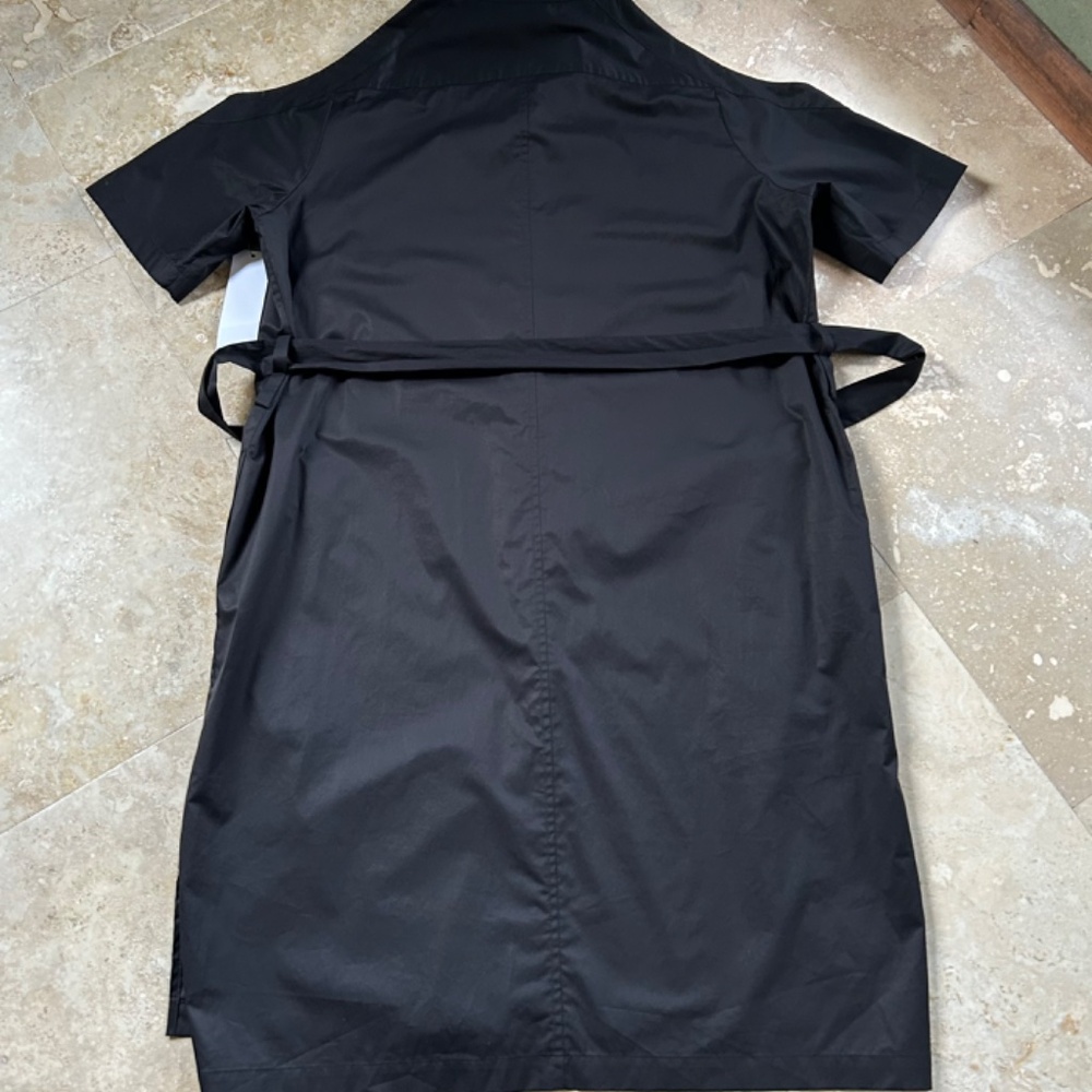 DKNY Black Cold Shoulder Cotton Shirt Dress With Belt, Size L - Picture 13 of 16